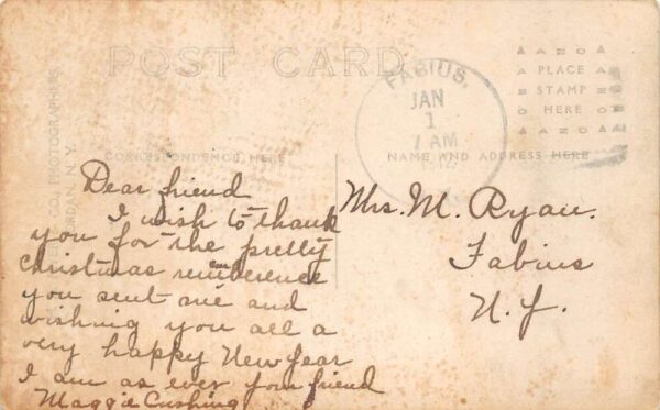 Fabius New York Pompey Street Real Photo Vintage Postcard AA65652 - Image 2