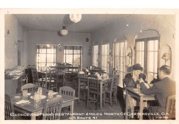 Cartersville Georgia George and Fern's Restaurant Interior Real Photo PC AA65670