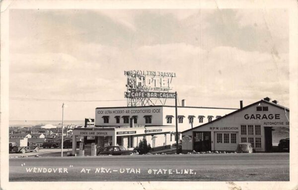 Wendover Utah Nevada State Line Service Hotel Real Photo Postcard AA65671