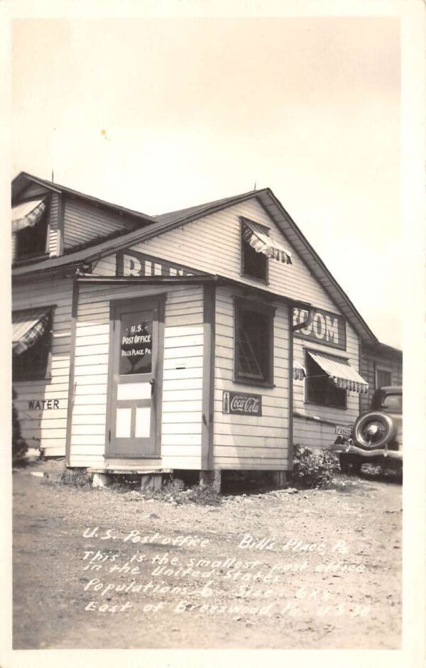 Bills Place Pennsylvania Post Office Coke Sign Real Photo Postcard AA65688