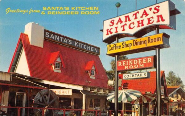 Santa Claus California Santa's Kitchen and Reindeer Room Postcard AA65690