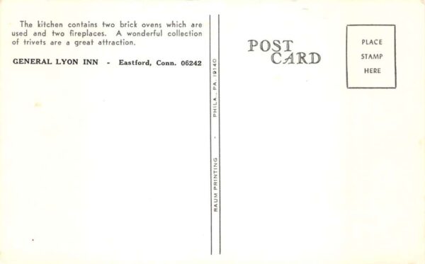Eastford Connecticut General Lyon Inn Kitchen Vintage Postcard AA65706 - Image 2