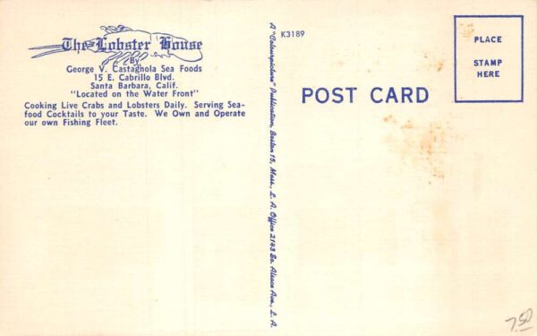 Santa Barbara California The Lobster House Restaurant Vintage Postcard AA65732 - Image 2