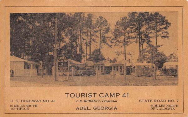 Adel Georgia Tourist Camp 41 Roadside America Vintage Non PC Back AA65769