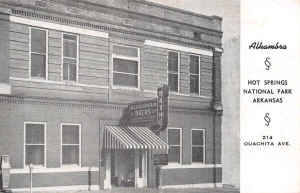 Hot Springs National Park Arkansas Alhambra Baths, B/W Lithograph PC U3773