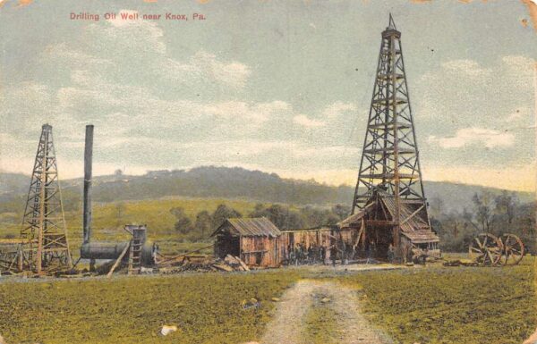 Knox Pennsylvania Drilling Oil Well Color Lithograph Vintage Postcard U3787
