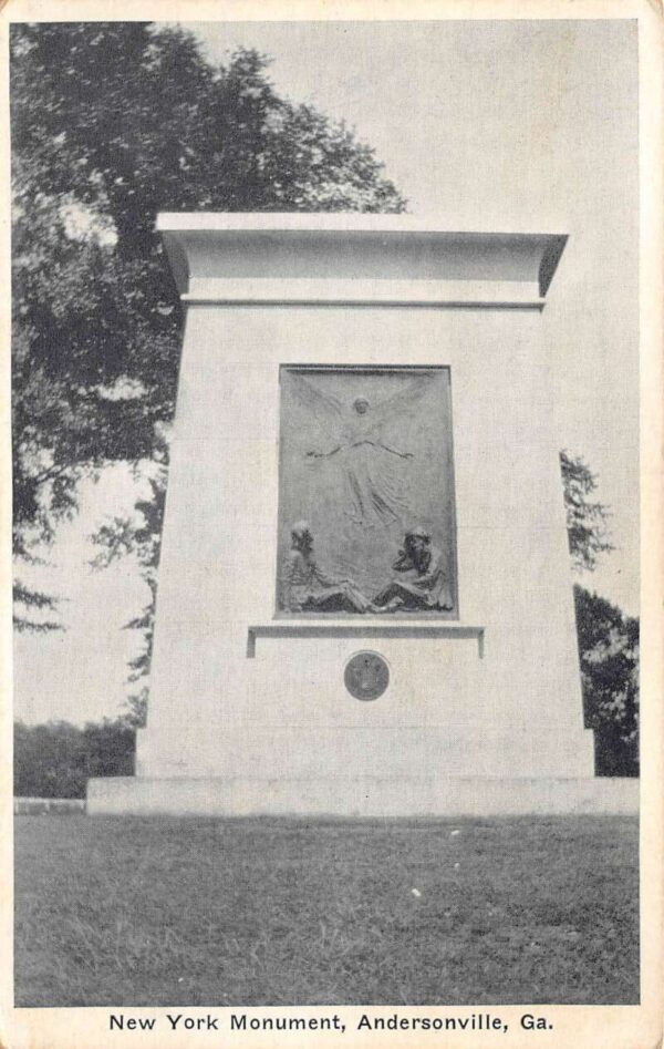 Andersonville Georgia New York Monument B/W Photo Lithograph Postcard U3803