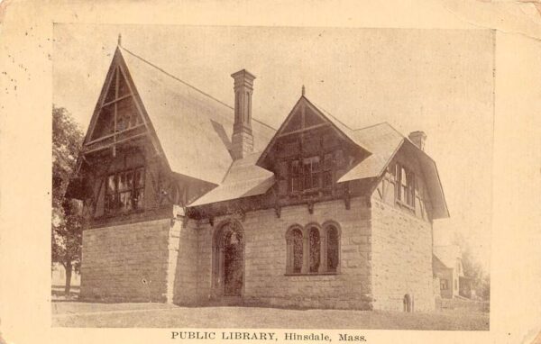 Hinsdale Maine Public Library, Exterior Sepia Tone Lithograph Vintage PC U3811