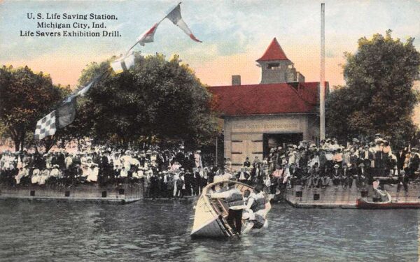 Michigan City Indiana U.S. Life Saving Station Exhibition Drill PC U3815