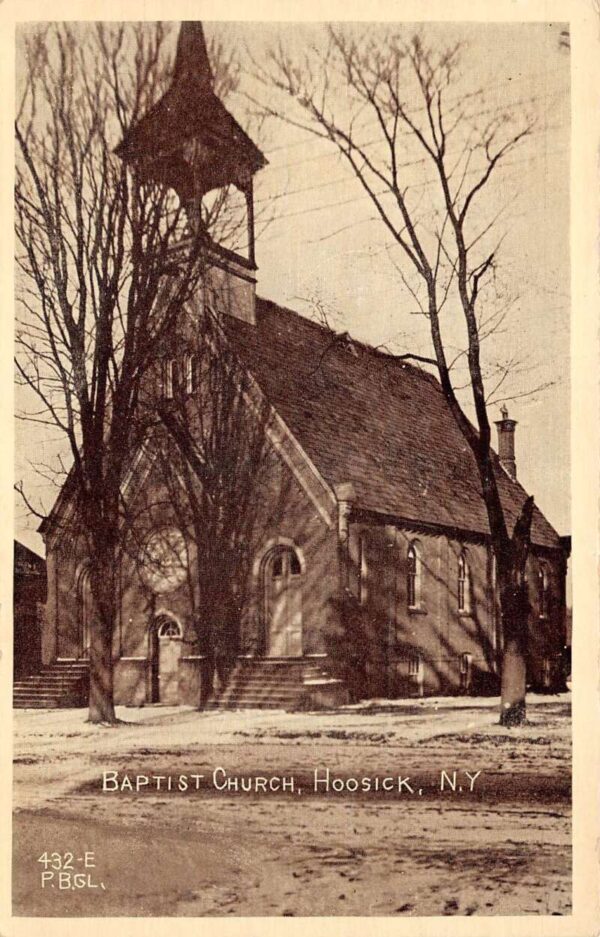 Hoosick New York Baptist Church, Exterior Sepia Tone Photo Vintage PC U3817