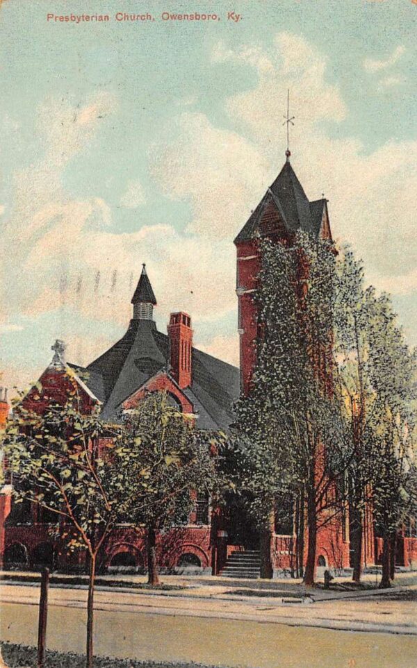 Owensboro Kentucky Presbyterian Church Exterior, Litho-Chrome PC U3819