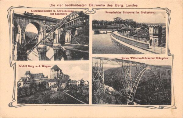Germany Train Bridges Castle Scenic View Multiview Vintage Postcard AA65791