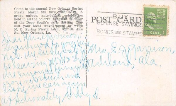 New Orleans Louisiana Spring Fiesta 1942 Advertising Vintage Postcard AA65804 - Image 2