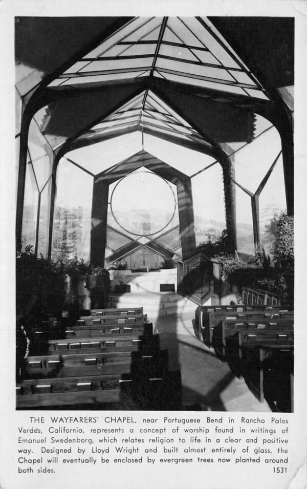 Pancho Palos Verdes California Wayfarers Chapel Real Photo Postcard AA65806