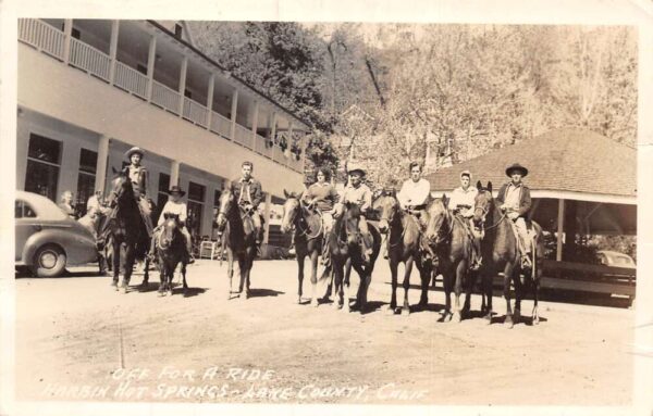 Harbin Hot Springs California Horse Riding Real Photo Vintage Postcard AA65841