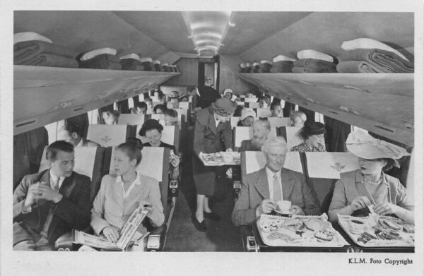 KLM Royal Dutch Airline Flying Dutchman Airplane Interior Real Photo PC AA65869
