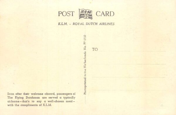 KLM Royal Dutch Airline Flying Dutchman Airplane Interior Real Photo PC AA65869 - Image 2