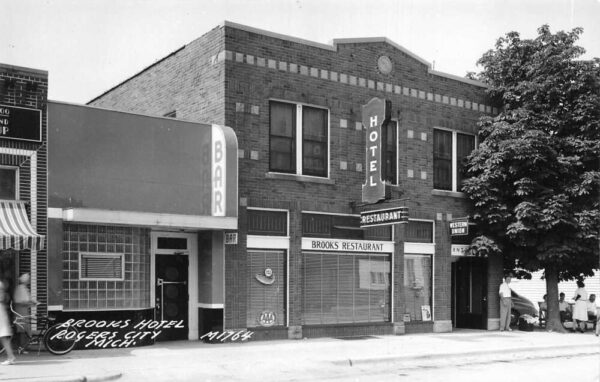 Rogers City Michigan Brooks Hotel Restaurant Real Photo Vintage Postcard AA65875