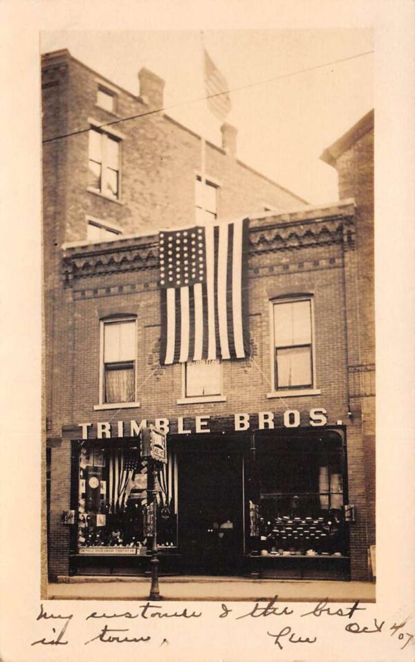 New York City Trimble Bros Shoe Store US Flag Patriotic Real Photo PC AA65882