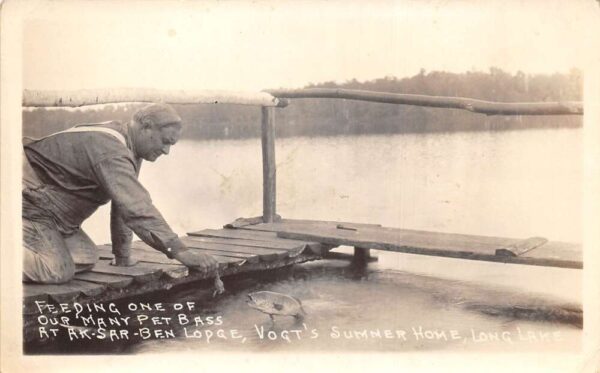 Long Lake Minnesota Ak-Sar-Ben Lodge Pet Bass Fish Real Photo Postcard AA65883