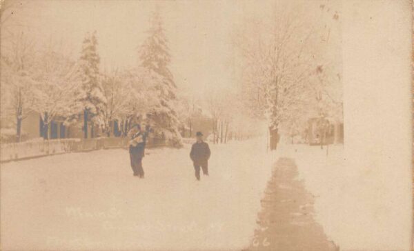 New York Main Street Winter Scene Real Photo Vintage Postcard AA65885