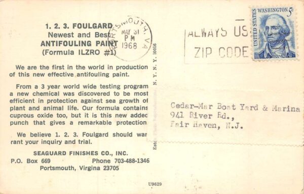 Portsmouth Virginia Seaguard Finishes Foulgard Paint Adv Postcard AA65904 - Image 2