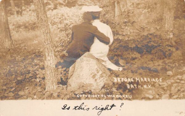 Bath New York Romance Greetings "Before Marriage" Real Photo Postcard AA65909