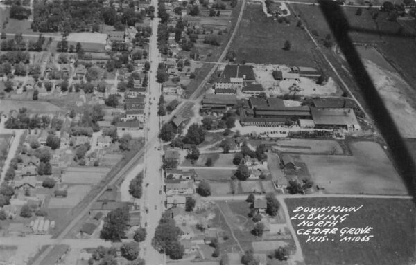 Cedar Grove Wisconsin Downtown Looking North Aerial View Real Photo PC AA65914
