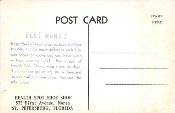 St Petersburg Florida Health Spot Shoe Shop Store Window Postcard AA65980 - Image 2