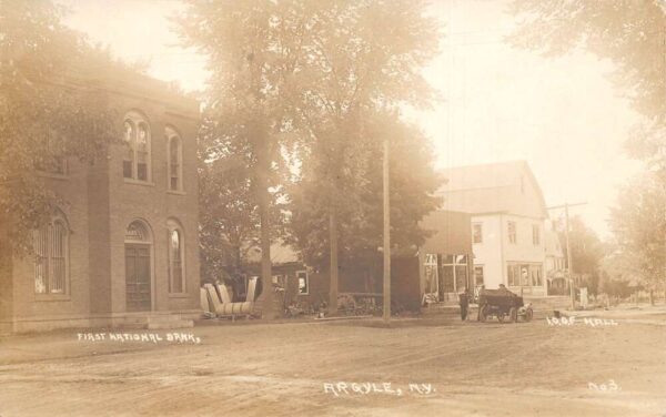 Argyle New York First National Bank IOOF Hall Real Photo Postcard AA66006