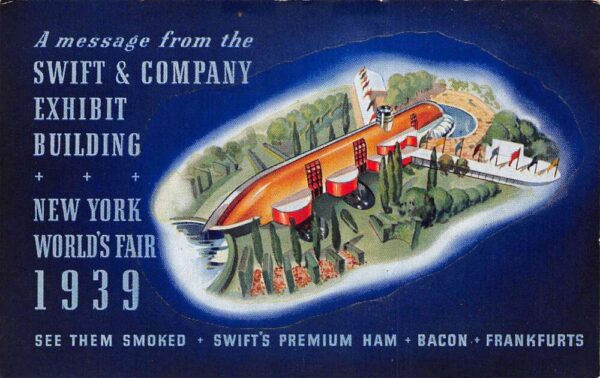 1939 New York Worlds Fair Swift and Co Exhibit Vintage Postcard AA66008