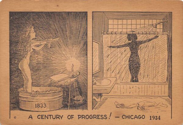 Chicago Illinois Century of Progress Lady Bathing Comic Postcard AA66012