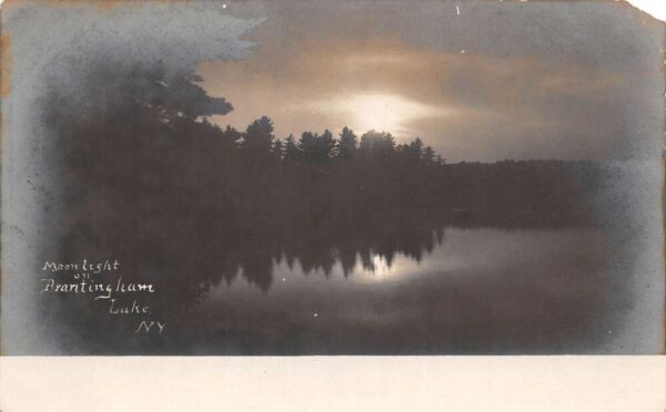 Brantingham Lake New York Moonlight Scenic View Real Photo Postcard AA66025