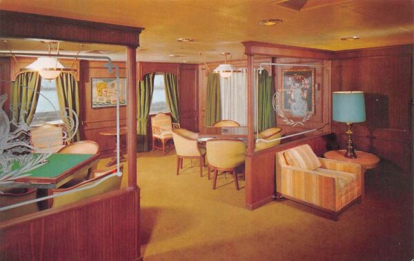 American Mail Line SS Oregon Mail Library and Card Room Postcard AA66071