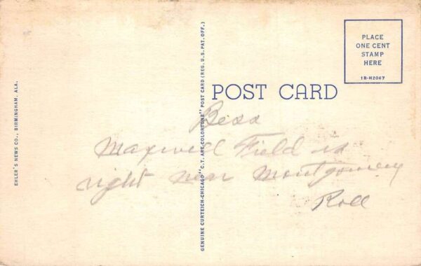 Maxwell Field Alabama Greetings Large Letter Linen Vintage Postcard AA66072 - Image 2