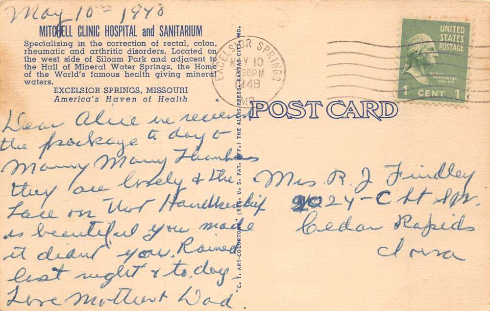 Excelsior Springs Missouri Mitchell Clinic Hospital and Sanitarium PC AA66080 - Image 2