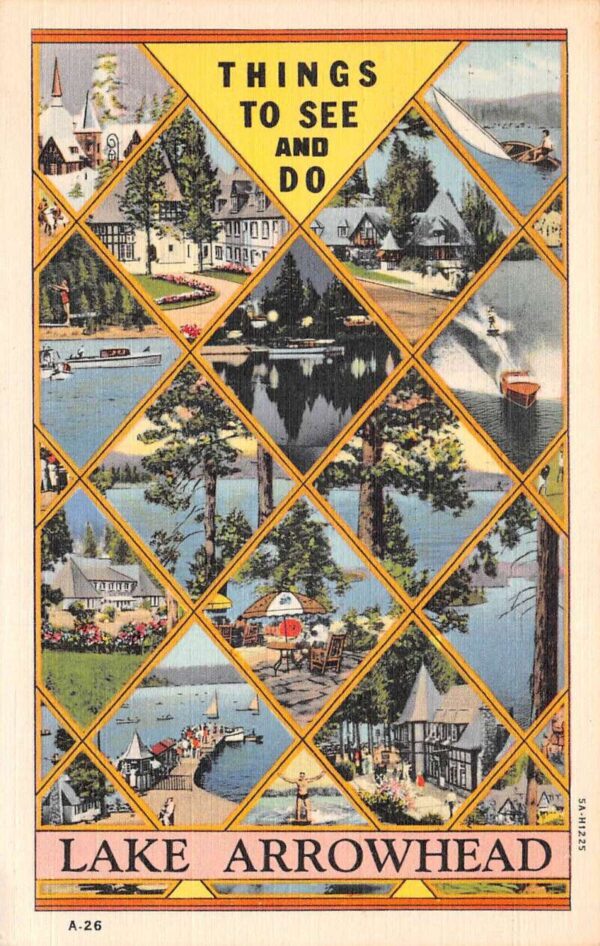 Lake Arrowhead California Things to See and Do Multiview Postcard AA66081