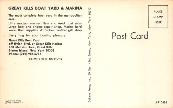 Great Kills Staten Island New York Boat Yard and Marina Vintage PC AA66123 - Image 2