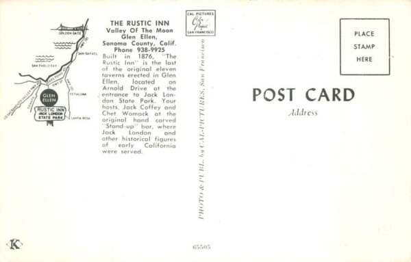 Glen Ellen California The Rustic Inn Bar Interior Vintage Postcard AA66147 - Image 2