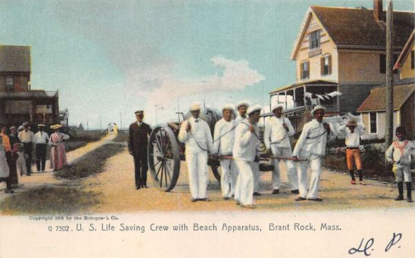 Brant Rock Massachusetts US Life Saving Crew with Beach Apparatus PC AA66181
