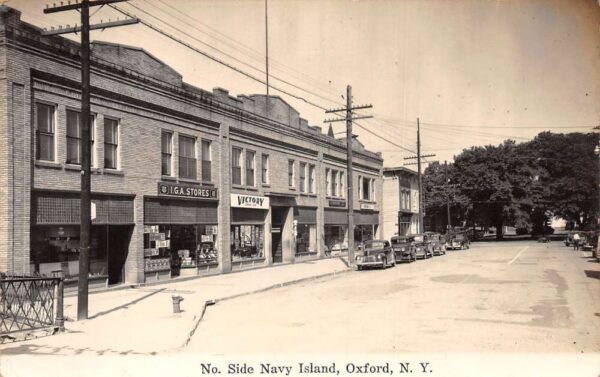 Oxford New York North Side Navy Island Business District Real Photo PC AA66200