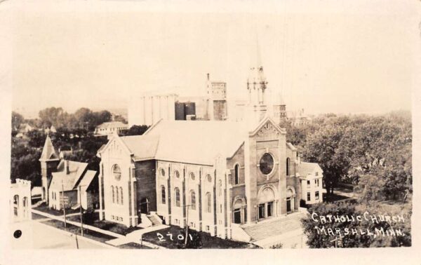 Marshall Minnesota Catholic Church Real Photo Vintage Postcard AA66243