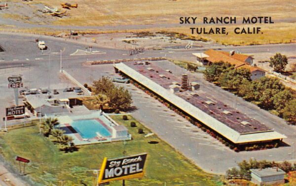 Tulare California Sky Ranch Motel Swimming Pool Vintage Postcard AA66433