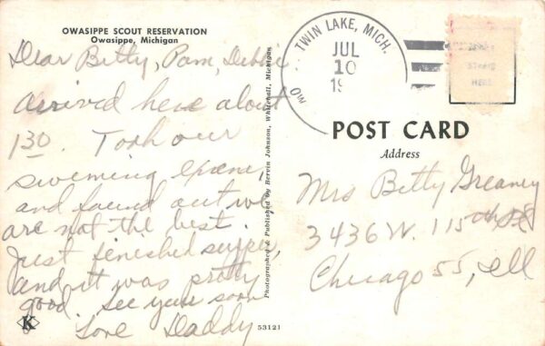 Owasippe Michigan Owasippe Scout Reservation Boy Scouts Vintage Postcard AA66489 - Image 2