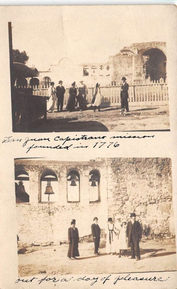 San Juan Capistrano Mission California Bells Real Photo Vintage Postcard AA66545