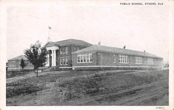 Athens Alabama Public School Building B/W Photo Lithograph Vintage PC U4091