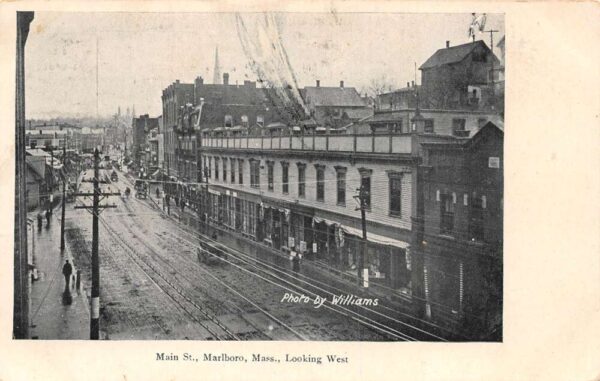 Marlboro Massachusetts Main St. Looking West B/W Photo Vintage Postcard U4164