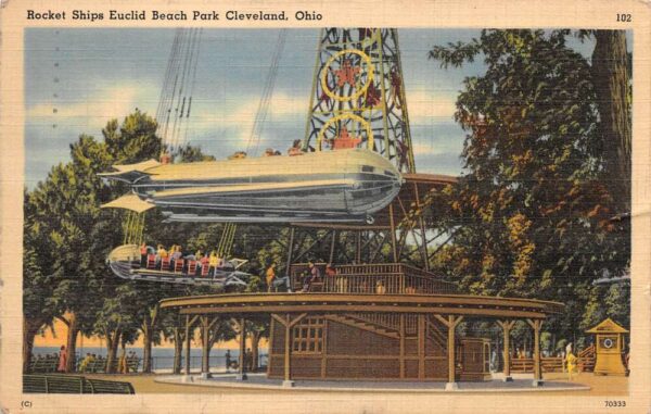 Cleveland Ohio Rocket Ships Euclid Beach Amusement Park Postcard AA66751