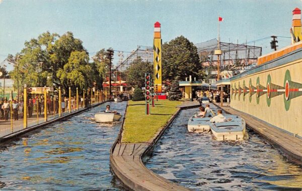 Palisades New Jersey Amusement Park Atomic Boat Ride Vintage Postcard AA66754