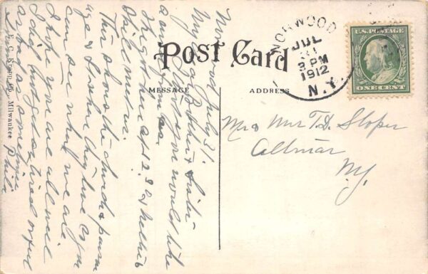 Norwood New York Prospect Street from ME Church Vintage Postcard AA66787 - Image 2